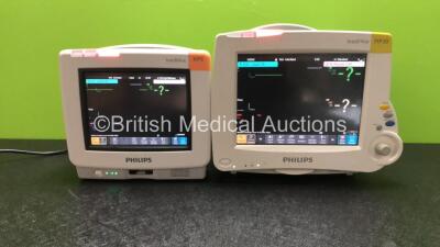 Job Lot Including 1 x Philips IntelliVue MP5 Patient Monitor with NBP, SPO2 and ECG Resp Options (Powers Up, Missing Casing - See Photo) and 1 x Philips IntelliVue MP30 Patient Monitor with Philips M3001A Opt: A01C06 Multiparameter Module with Press, Temp