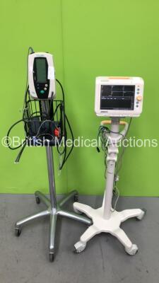 Philips SureSigns VS3 Vital Signs Monitor on Stand and 1 x Welch Allyn 420 Series Patient Monitor on Stand (Both Power Up) *S/N US12636712 / 200302416*