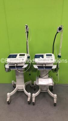 2 x Welch Allyn CP200 ECG Machines on Stand with 2 x 10 Lead ECG Leads (1 x Powers Up with Faulty Display and 1 x No Power) *20009491 / 20008812*