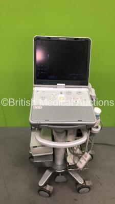 Toshiba Viamo Flat Screen Ultrasound Scanner SSA-640A *S/N E1D1022474** **Mfd 02/2010 ** Software Version 3.0.500 with 2 x Transducer / Probes (PLT-704ST *Mfd 04/2010* and PVT-375ST *Mfd 2015) and Sony UP-D897 Digital Graphic Printer (Powers Up)