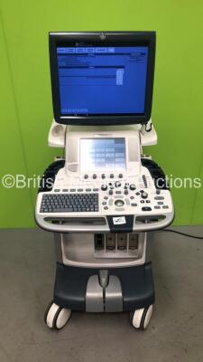 GE Logiq E9 Flat Screen Ultrasound Scanner Model 5205000-4 *S/N 99166US1* **Mfd 03/2010** Software Version R2.0.3 with Sony UP-D897 Digital Graphic Printer (Powers Up with Clicking Sound)