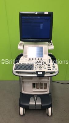 GE Logiq E9 Flat Screen Ultrasound Scanner Model 5205000-4 *S/N 98569US7* **Mfd 01/2010** Software Version R2.0.4 with Sony UP-D897 Digital Graphic Printer (Powers Up with Clicking Sound)