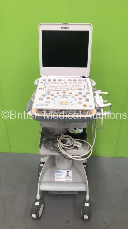 Philips CX50 Diagnostic Ultrasound System *Mfd 2010-10* with 2 x Transducer / Probes (C5-1 and L12-3) (HDD Removed and Damage to Casing - See Photos) *SGO1001027*