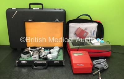 Mixed Lot Including 1 x Olympus Ref WA03300A Light Guide Cable, 1 x Olympus CYF-5 Endoscope Carry Case, 1 x Hemocue B-Hemoglobin Blood Glucose Analyzer with 1 x Power Supply in Carry Case (Powers Up) 5 x Zeiss Microscope Attachments in Case *SN 20XW0002*