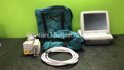 Mixed Lot Including 1 x EPR Responder Inflatable Pediatric Seat with 1 x DC Power Supply in Carry Case (Untested) 1 x Air Hose, 1 x Edan F9 Fetal/Maternal Monitor (No Power) 2 x Philips BIS Modules (1 Missing Cover-See Photo) 1 x Hewlett Packard M300A Mod