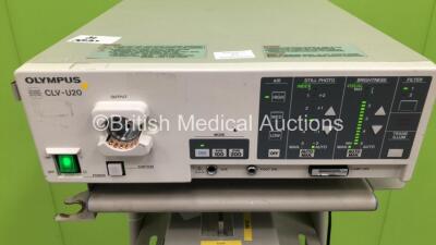 Olympus TC-C1 Clinical Trolley with Olympus Evis CLV-U20 Light Source and Olympus CLK-4 Light Source (Both Power Up with Good Bulb) - 2