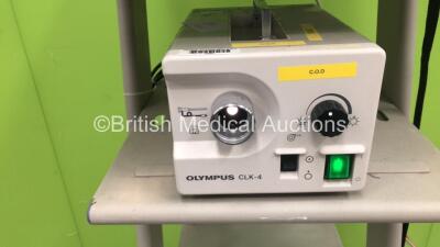 Olympus TC-C1 Clinical Trolley with Olympus Evis CLV-U20 Light Source and Olympus CLK-4 Light Source (Both Power Up with Good Bulb) - 3