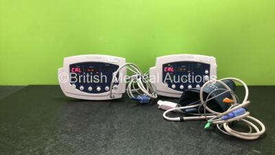 2 x Welch Allyn 53N00 Patient Monitors with 2 x SpO2 Finger Sensors, 2 x NIBP Hoses and 1 x BP Cuff (Both Power Up) *W*