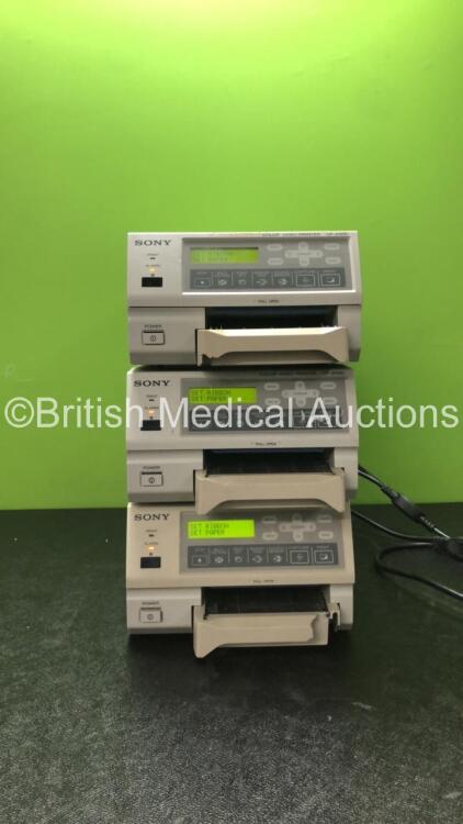 3 x Sony UP-21MD Color Video Printers (All Power Up 2 with Damaged Cassettes-See Photos)