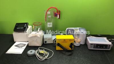 Mixed Lot Including 1 x LSU Suction Unit Cup *Missing Lid* 1 x Medline 2500ml Cup, 1 x Tunstall RTX3370 Telehealth Monitor, 1 x Weyrad Portable Isolating Transformer (Powers Up) 1 x ProPulse II Ear Irrigation Unit (Powers Up with Missing Lid-See Photo) 1 