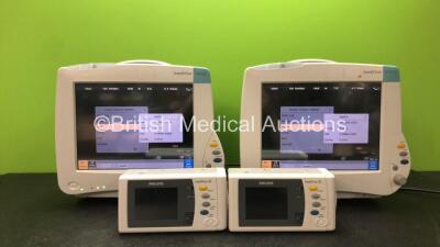 Job Lot Including 2 x Philips IntelliVue MP50 Patient Monitors *Mfd 2012, 2012* 2 x Philips IntelliVue X2 Handheld Patient Monitors *Mfd 2013, 2013* Including ECG, SpO2, NBP, Temp and Press Options with 2 x Philips M4607A Batteries (All Power Up)