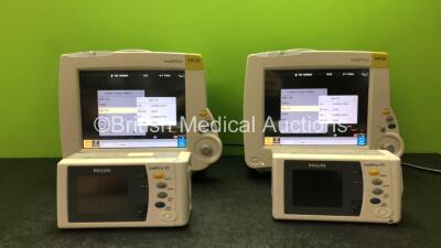 Job Lot Including 2 x Philips IntelliVue MP30 Patient Monitors *Mfd 2013, 2013* (Both Power Up) 2 x Philips IntelliVue X2 Handheld Patient Monitors *Mfd 2010, 2010* Including ECG, SpO2, NBP, Temp and Press Options with 2 x Philips M4607A Batteries (Both P