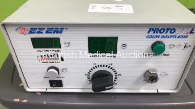 1 x Spacelabs Burdick Eclipse 850 ECG Machine with 10 Lead ECG Leads (Cracked Screen - No Power) and 1 x EZEM Proto CO2L Colon Insufflator on Stand (Powers Up) - 2