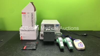 Mixed Lot Including 1 x Anglia Scientific Cassmark II Unit (No Power) 2 x Kamplex PA2 Pediatric Audiometers (1 Powers Up, 1 No Power) Approximately 50 x Cheetah Sensors *All Out of Date* *SN 8903111, 4525, 3419*