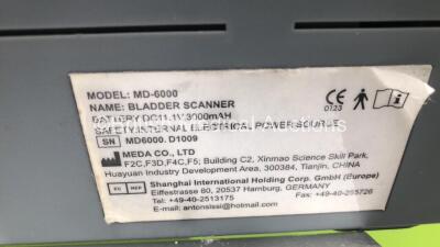 Mediwatch MD-6000 Bladder Scanner Version 1.1 on Stand with 1 x Transducer/Probe (Powers Up-Damage to Probe Handle-See Photo) - 5