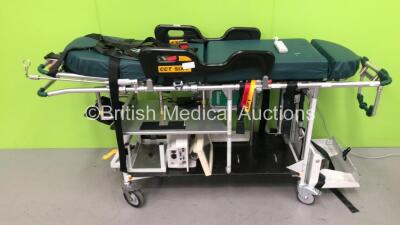 Ferno CCT SIX-T Critical Care Trolley with Mattress, Harness, Controller, Weinmann AccuVac Suction Pump and Fukuda Denshi Dynascope Monitor - Some Casing Damage (Powers Up) *S/N PIV0066*