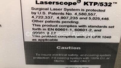 Laserscope Aura XP Laser Part No 10-8124 on Table with Footswitch (Unable to Power Up Due to No Key) *S/N A1695C1* - 5