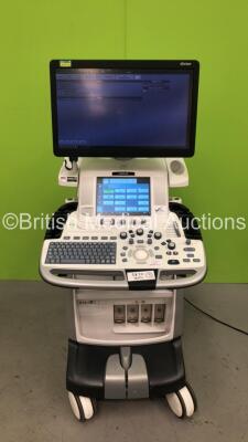 GE Logiq E9 XDClear Flat Screen Ultrasound Scanner Ref 5205000-9 *S/N 200579US6* **Mfd 2016** Software Version R.5 Software Revision 1.5 with Sony UP_D898MD Digital Graphic Printer (Powers Up) *IR544*