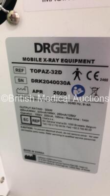 DRGEM Topaz-32D Mobile X-Ray with DRGEM Wireless Digital Flat Panel Detector Model Mano4336W (Powers Up with Key - Key Included) *S/N DRK2040030A* **Mfd 04/2020** - 5