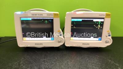 Job Lot Including 1 x Philips IntelliVue MP30 Patient Monitor and 1 x Philips IntelliVue MP20 Patient Monitor with 2 x Philips M3001A Opt : A01C06 Multiparameter Modules with Press, Temp, NBP, SPO2 and ECG/Resp Options (Both Power Up)