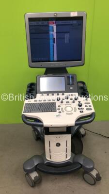 GE Logiq S8 Flat Screen Ultrasound Scanner Ref 5418099 *S/N 201454SU6* **Mfd 12/2012** Software Version R1.5.4 and Sony UP-D897 Digital Graphic Printer (Powers Up - Damaged Screen - See Pictures)