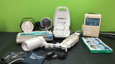 Mixed Lot Including 1 x Respironics Porta Neb Nebulizer, 1 x Pegasus Bi Wave Plus Unit, 1 x Graseby Omnifuse Pump, 1 x Surgical Light, 2 x BP Cuffs and 3 x Timesco Stethoscopes