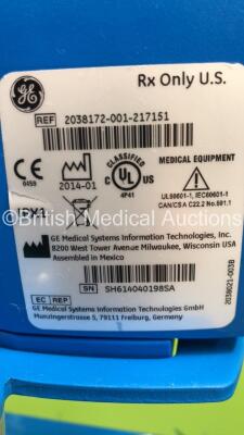 1 x GE Carescape V100 Vital Signs Monitor on Stand, 1 x GE Dinamap Pro 400V2 Vital Signs Monitor on Stand, 1 x GE Dinamap Pro 100 Vital Signs Monitor on Stand, 1 x Critikon Dinamap Pro 200 VItal Signs Monitor on Stand and 1 x Critikon Dinamap Pro 300 Vita - 7