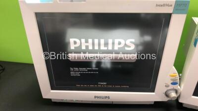 2 x Philips IntelliVue MP70 Neonatal Touch Screen Patient Monitors Software Revision J.10.45 (Both Power Up) with 2 x Philips M8048A Module Racks *W* - 2