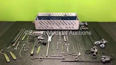 Job Lot of Various Surgical Instruments and 5 x Pentax Microline Laparoscopic Handles in 1 x Tray