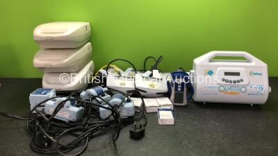 Mixed Lot Including 3 x Philips Respironics Porta Neb Nebulisers, 3 x Covidien Heaters for Mechanical Nebulizers, 1 x Kendal Aerosol Heater, 1 x Covidien Filac ADA Thermometer, 7 x Deteq Duo 2 Pressure Mattress Controllers, 1 x Talley Quattro Fusion Pump 