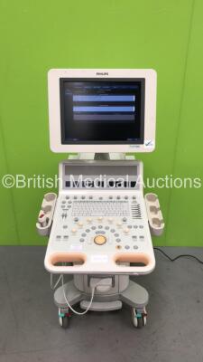 Philips HD15 Flat Screen Ultrasound Scanner Ref 989605367641 *S/N US91220093* **Mfd 2012** SVC HW B.0 Software Revision 3.0 with 1 x Transducer / Probe (S5-2) and Mitsubishi P95 Printer (Powers Up with Error - See Pictures)