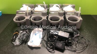 8 x Devilbiss HomeCare Suction Units with 4 x Cups, 6 x AC Power Supplies and 3 x 12v Power Supplies (All Power Up)