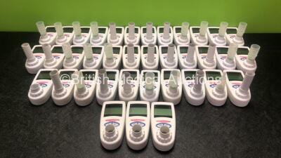 37 x MD Diagnostics CO Check Baby Monitors with 29 x Carry Cases (Some Missing Battery Covers - See Photos)