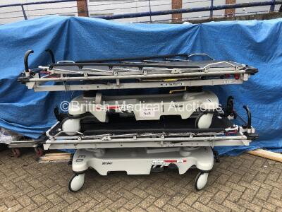 6 x Stryker Hydraulic Patient Trolleys (2 x in Picture - 6 in Lot - Stock Photo Used)