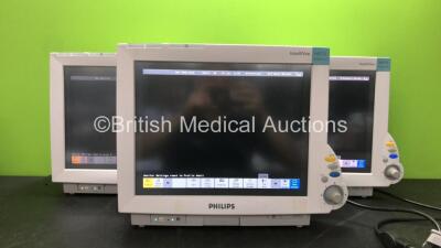 3 x Philips MP70 Anesthesia Monitors (All Power Up , 1 with Missing Tag and Damage-See Photo-See Photo)