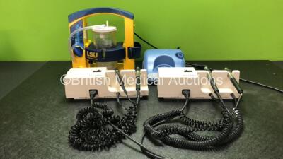 Mixed Lot Including 1 x Laerdal LSU Suction Unit with 1 x Cup (Powers Up) 1 x DeVilbiss Ultra Neb Unit (Powers Up) 2 x Welch Allyn 767 Series Wall Mounted Otoscopes (Both No Power with Missing Attachments and Damaged Cables-Se Photos) *SN 74772, 1506519, 