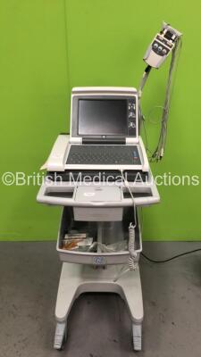 GE MAC 5500 HD ECG Machine on Stand with 10 Lead ECG Leads (Draws Power - Blank Screen)