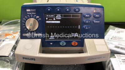 Job Lot Including 1 x Philips Heartstart XL Smart Biphasic Defibrillator with ECG and Printer Options (Powers Up) 6 x Mindray Electrode Packs *All in Date* and 3 x Mindray Pads Cables - 2
