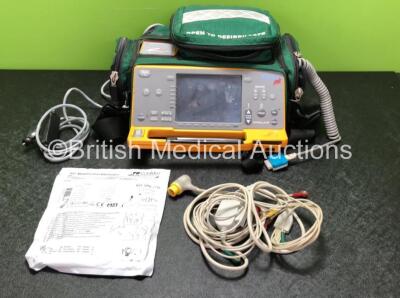 MRL Pic Defibrillator with IBP1, IBP2, TEMP, CO2, SpO2 and Printer Options with DC Power Supply, 1 x 4 Lead ECG Lead, 1 x 6 Lead ECG Lead and 1 x Electrode Pack *Expired* in Carry Case (Untested Due to No Power Supply)