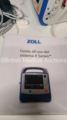 Zoll X Series Defibrillator / Monitor *Mfd - 2019* with Pacer, ECG, SPO2, NIBP, CO2, P1, P2, P3, T1, T2 and Printer Options, SPO2 Finger Sensor, NIBP Cuff and Hose, Paddle Lead, External Hard Paddles, 1 x Flat Battery and User Manual (Powers Up and Passes - 10