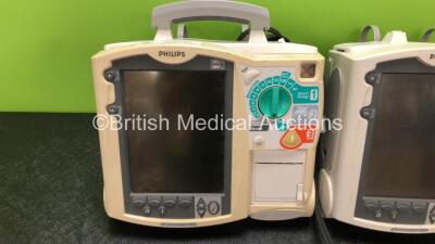 2 x Philips Heartstart MRx Defibrillators Including Pacer, ECG and Printer Options with 1 x Paddle Lead (Both Power Up with Stock Power Module, Module Not Included, 1 x Missing Printer, 1 x Missing Handle - See Photos) - 5