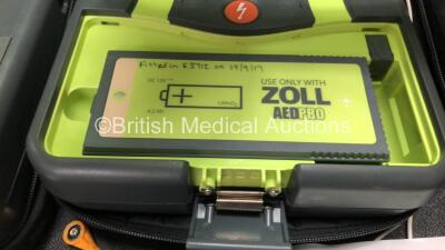 3 x Zoll AED PRO Defibrillators with 3 x Batteries with 3 x 3 Lead ECG Leads, 2 x Defibrillator Pads *Both Out of Date* In 3 x Carry Bags (All Power Up) *SN AA09C013183, AA05C000332, AA08009973* - 4