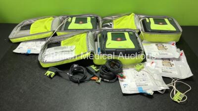 3 x Zoll AED PRO Defibrillators with 3 x Batteries with 3 x 3 Lead ECG Leads, 4 x Defibrillator Pads *3 Out of Date, 1 In Date* In 3 x Carry Bags (All Power Up) *SN AA09C013176, AA10L019420, AA10B016318*