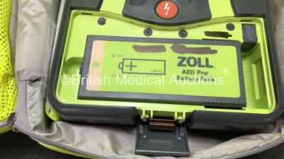 3 x Zoll AED PRO Defibrillators with 3 x Batteries with 2 x 3 Lead ECG Leads, 3 x Defibrillator Pads *All Out of Date* In 3 x Carry Bags (All Power Up) *SN AA10C016781, AA13C027734, AA11C020085* - 3