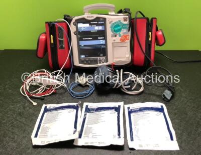 Philips Heartstart MRx Defibrillator Including Pacer, ECG, NiBP, SpO2 and Printer Options with 1 x M3538A Battery, 1 x Paddle Lead, 1 x 3 Lead ECG Lead, 1 x BP Cuff, 1 x SpO2 Finger Sensor and 3 x Electrode Packs *1 in Date, 2 Out of Date* (Powers Up with