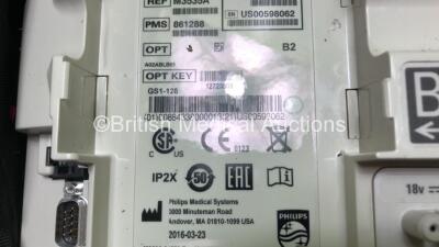 Philips Heartstart MRx Defibrillator Including Pacer, ECG, NiBP, SpO2 and Printer Options with 1 x M3538A Battery, 1 x Paddle Lead, 1 x 3 Lead ECG Lead, 1 x BP Cuff, 1 x SpO2 Finger Sensor and 3 x Electrode Packs *1 in Date, 2 Out of Date* (Powers Up with - 9