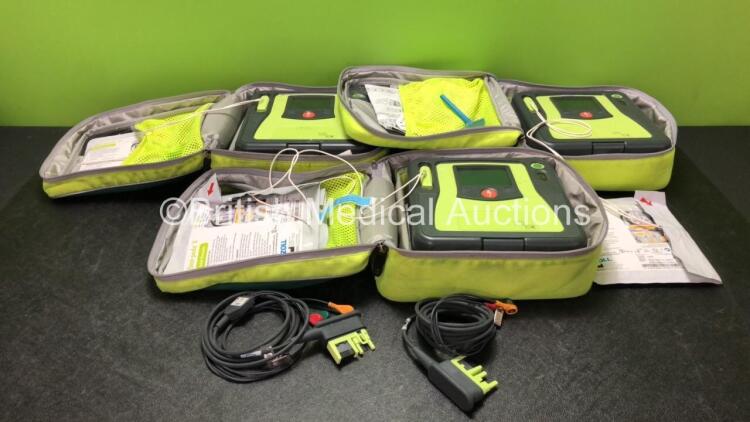 3 x Zoll AED PRO Defibrillators with 3 x Batteries, 2 x 3 Lead ECG Leads, 3 x Defibrillator Pads *2 In Date, 1 Out of Date* in 3 x Carry Bags (All Power Up) *SN AA10J019007, AA09L015646, AA06D002408*