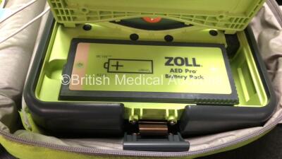 3 x Zoll AED PRO Defibrillators with 3 x Batteries, 2 x 3 Lead ECG Leads, 3 x Defibrillator Pads *2 In Date, 1 Out of Date* in 3 x Carry Bags (All Power Up) *SN AA10J019007, AA09L015646, AA06D002408* - 4
