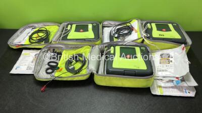 3 x Zoll AED PRO Defibrillators with 3 x Batteries with 3 x 3 Lead ECG Leads, 4 x Defibrillator Pads *3 Out of Date, 1 In Date* In 3 x Carry Bags (All Power Up) *SN AA10C016783, AA09C013185, AA11A019501*