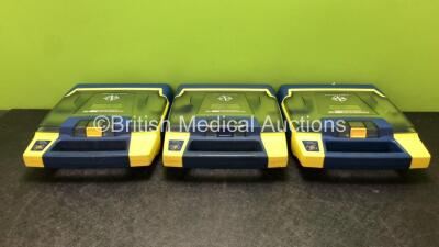 3 x Cardiac Science AED G3 Automated External Defibrillator (All Power Up when Tested with Stock Battery-Batteries Not Included)